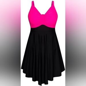 Hanna Nikole Elegant Pink and Black One-Piece Swimsuit
